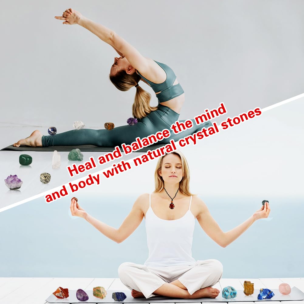 Advent Calendar 2025, Crystals and Healing Stones Christmas Countdown Calendar Natural Chakra Gemstones Set with Crystal Necklac